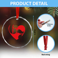 Funny Six Seven 67 Meme Valentines Day Red Heart Crystal Glass Ornament