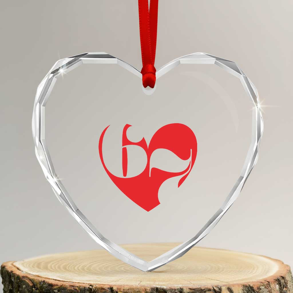 Funny Six Seven 67 Meme Valentines Day Red Heart Heart Crystal Glass Ornament