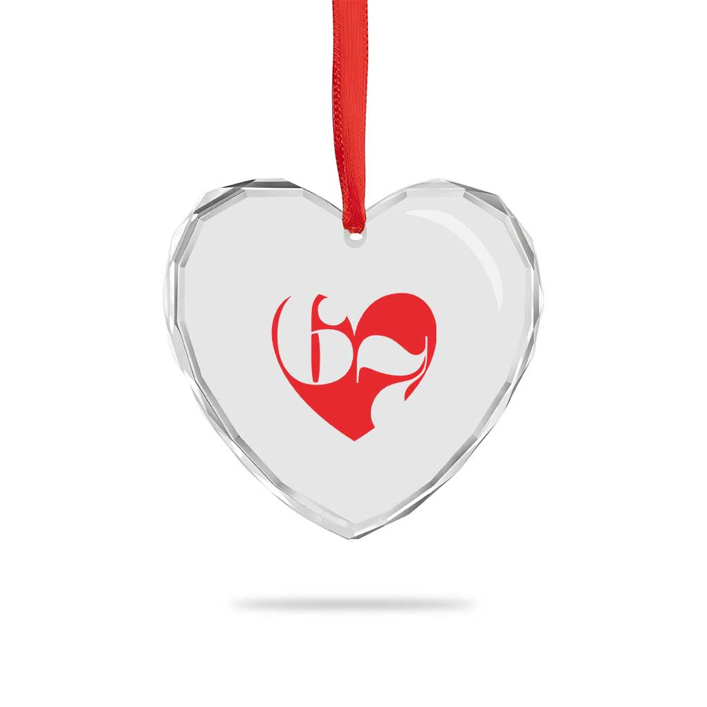 Funny Six Seven 67 Meme Valentines Day Red Heart Heart Crystal Glass Ornament