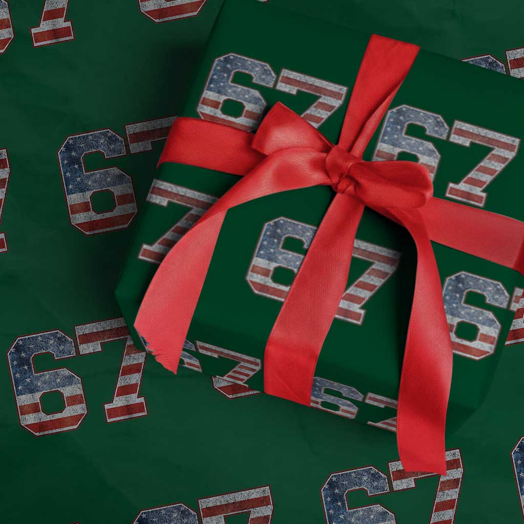 Funny Six Seven 67 Meme Vintage American Flag Wrapping Paper Roll - Wonder Print Shop
