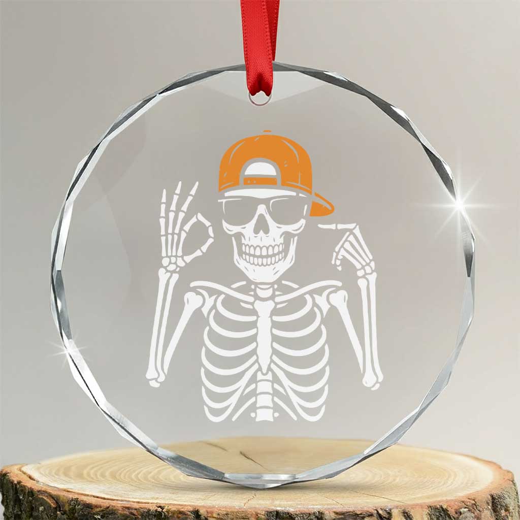 Funny Six Seven 67 Skeleton Gen Alpha Halloween Meme Crystal Glass Ornament - Wonder Print Shop