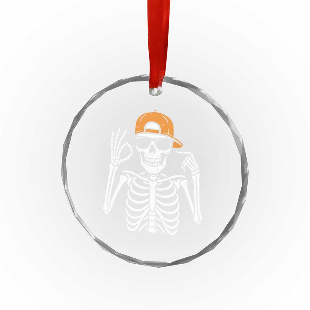 Funny Six Seven 67 Skeleton Gen Alpha Halloween Meme Crystal Glass Ornament TS11