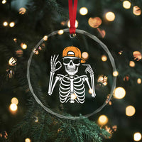 Funny Six Seven 67 Skeleton Gen Alpha Halloween Meme Crystal Glass Ornament TS11