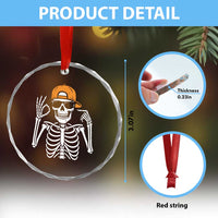 Funny Six Seven 67 Skeleton Gen Alpha Halloween Meme Crystal Glass Ornament TS11