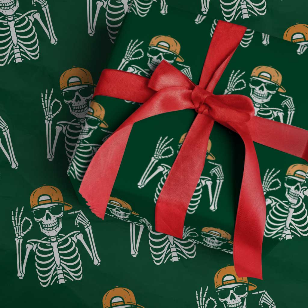 Funny Six Seven 67 Skeleton Gen Alpha Halloween Meme Wrapping Paper Roll - Wonder Print Shop