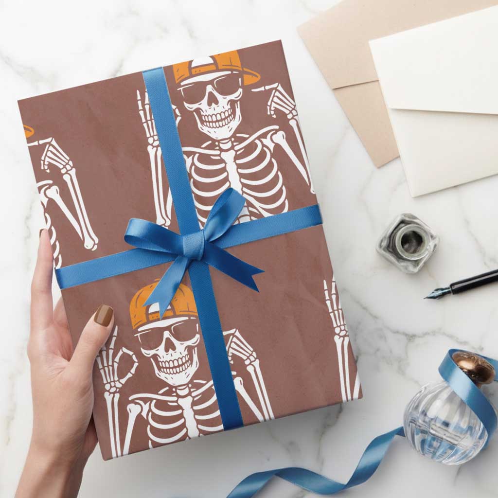 Funny Six Seven 67 Skeleton Gen Alpha Halloween Meme Wrapping Paper Roll - Wonder Print Shop
