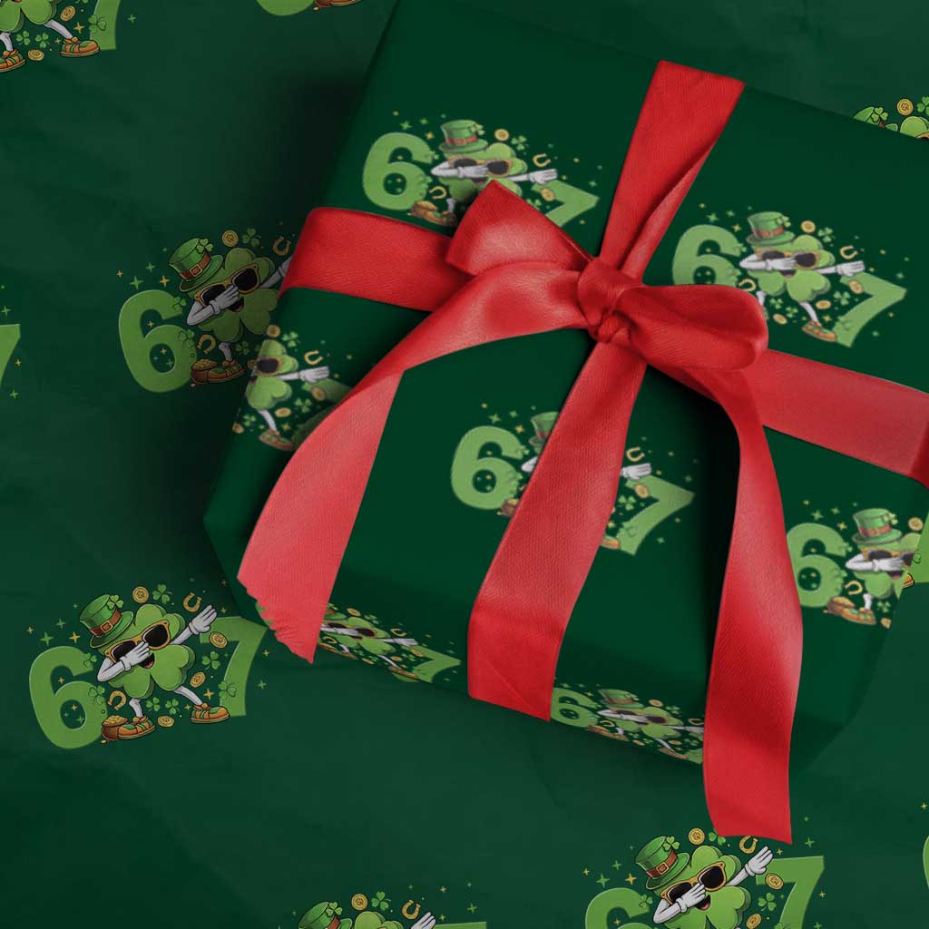 Funny Six Seven 67 St Patricks Day Dabbing Shamrock Wrapping Paper Roll