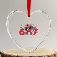 Funny Six Seven 67 Valentines Dabbing Heart Heart Crystal Glass Ornament