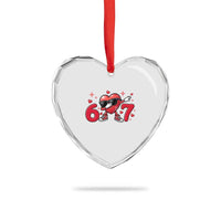 Funny Six Seven 67 Valentines Dabbing Heart Heart Crystal Glass Ornament