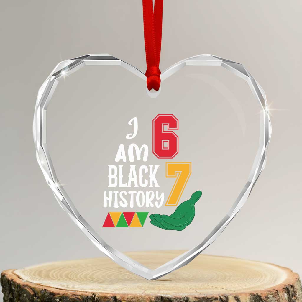 Funny Six Seven African American Heart Crystal Glass Ornament Black History Month