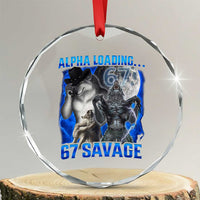 Funny Six Seven Alpha Wolf Crystal Glass Ornament Alpha Loading 67 Savage Wolves Moon Meme