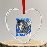 Funny Six Seven Alpha Wolf Heart Crystal Glass Ornament Alpha Loading 67 Savage Wolves Moon Meme