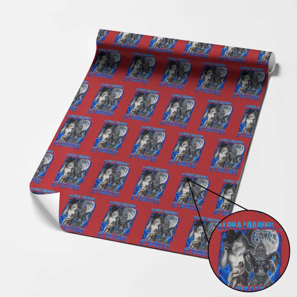 Funny Six Seven Alpha Wolf Wrapping Paper Roll Alpha Loading 67 Savage Wolves Moon Meme