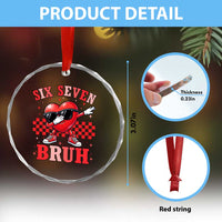 Funny Six Seven Bruh Valentines Day Crystal Glass Ornament Six Seven Dabbing Heart
