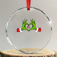 Funny Six Seven Christmas 67 Meme Gen Alpha Elf Heart Hands Crystal Glass Ornament - Wonder Print Shop