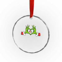 Funny Six Seven Christmas 67 Meme Gen Alpha Elf Heart Hands Crystal Glass Ornament - Wonder Print Shop