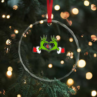 Funny Six Seven Christmas 67 Meme Gen Alpha Elf Heart Hands Crystal Glass Ornament - Wonder Print Shop