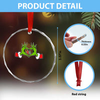 Funny Six Seven Christmas 67 Meme Gen Alpha Elf Heart Hands Crystal Glass Ornament - Wonder Print Shop