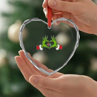 Funny Six Seven Christmas 67 Meme Gen Alpha Elf Heart Hands Heart Crystal Glass Ornament - Wonder Print Shop