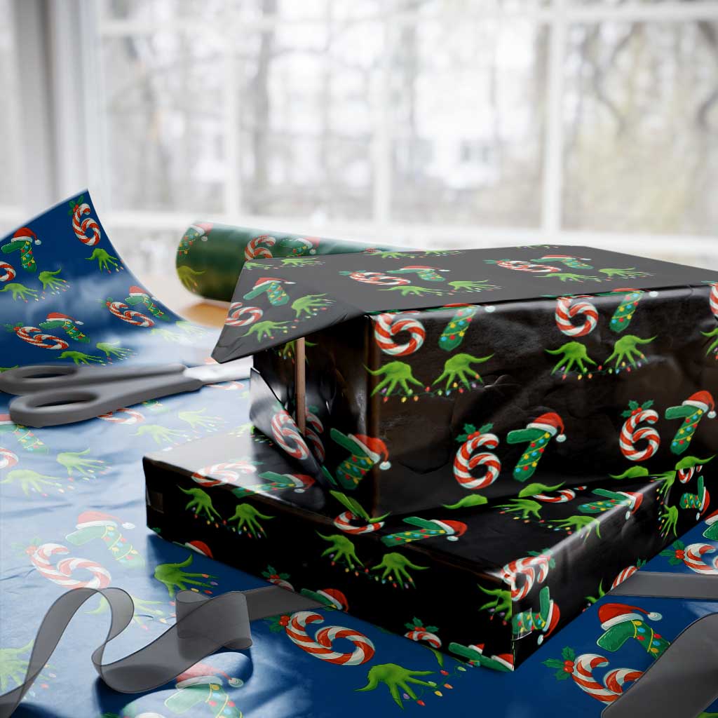Funny Six Seven Christmas 67 Meme Gen Alpha Slang Elf Hands Wrapping Paper Roll - Wonder Print Shop