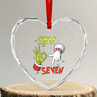 Funny Six Seven Christmas Heart Crystal Glass Ornament 67 Meme Xmas Santa Elf Hand Gen Alpha - Wonder Print Shop