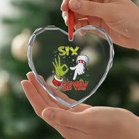 Funny Six Seven Christmas Heart Crystal Glass Ornament 67 Meme Xmas Santa Elf Hand Gen Alpha - Wonder Print Shop