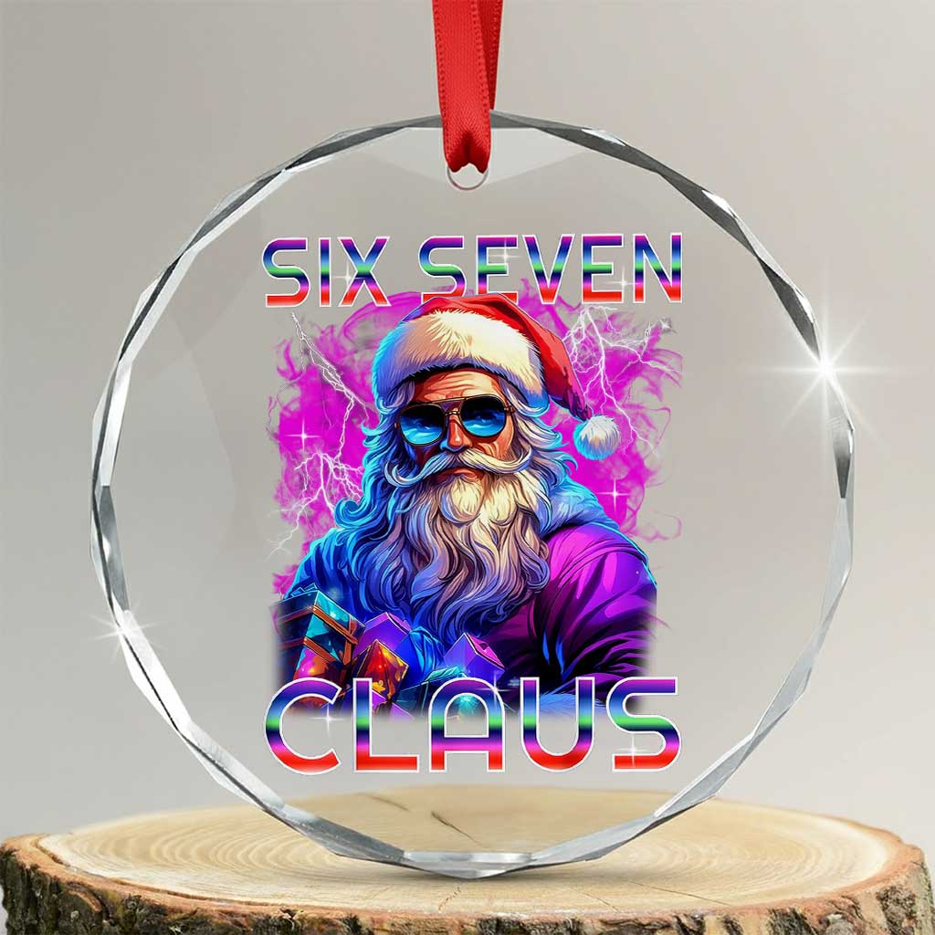 Funny Six Seven Claus Crystal Glass Ornament 67 Christmas Santa Meme Gen Alpha - Wonder Print Shop