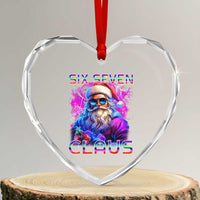 Funny Six Seven Claus Heart Crystal Glass Ornament 67 Christmas Santa Meme Gen Alpha - Wonder Print Shop