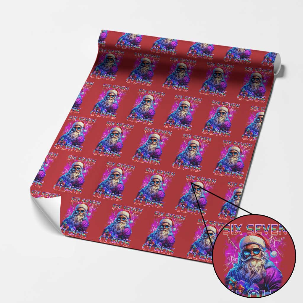 Funny Six Seven Claus Wrapping Paper Roll 67 Xmas Santa Meme Gen Alpha - Wonder Print Shop