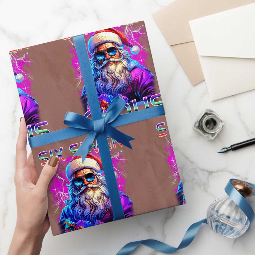Funny Six Seven Claus Wrapping Paper Roll 67 Xmas Santa Meme Gen Alpha - Wonder Print Shop