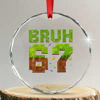 Funny Six Seven Crystal Glass Ornament 67 Meme 6 7 Boy Game Pixel Number - Wonder Print Shop