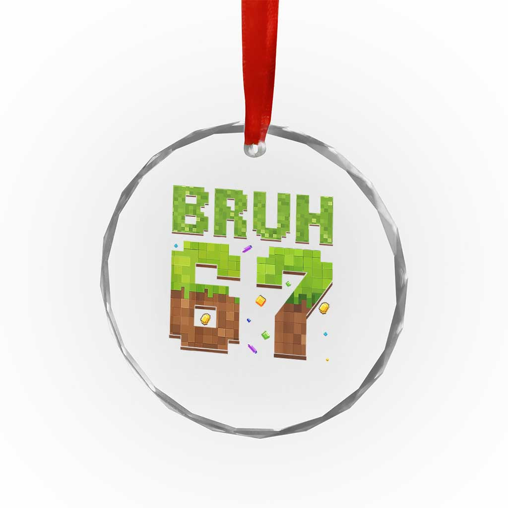 Funny Six Seven Crystal Glass Ornament 67 Meme 6 7 Boy Game Pixel Number - Wonder Print Shop