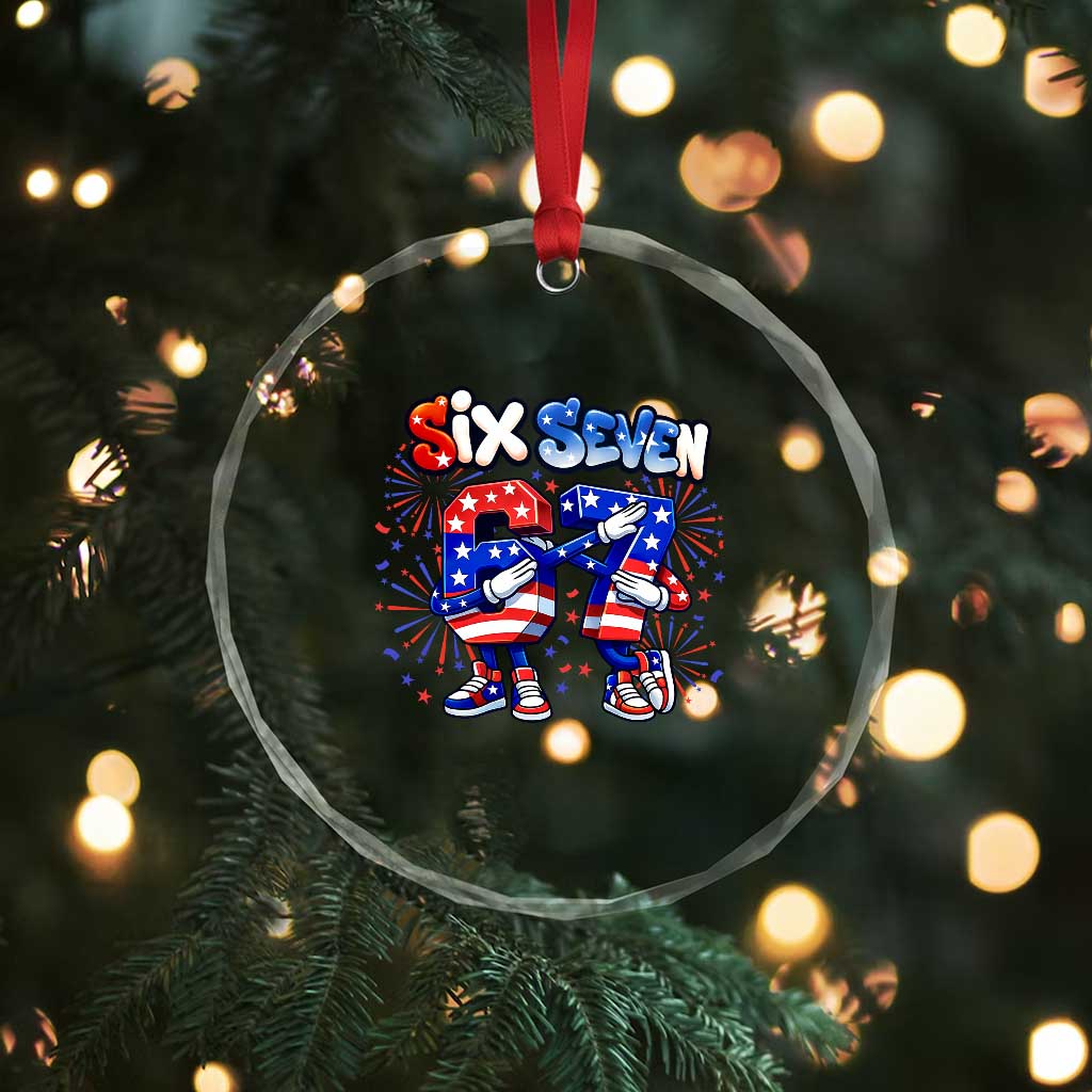Funny Six Seven Dabbing Crystal Glass Ornament Patriotic American Pride Gift