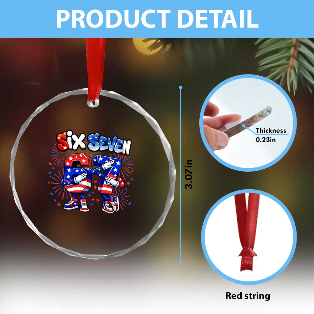 Funny Six Seven Dabbing Crystal Glass Ornament Patriotic American Pride Gift