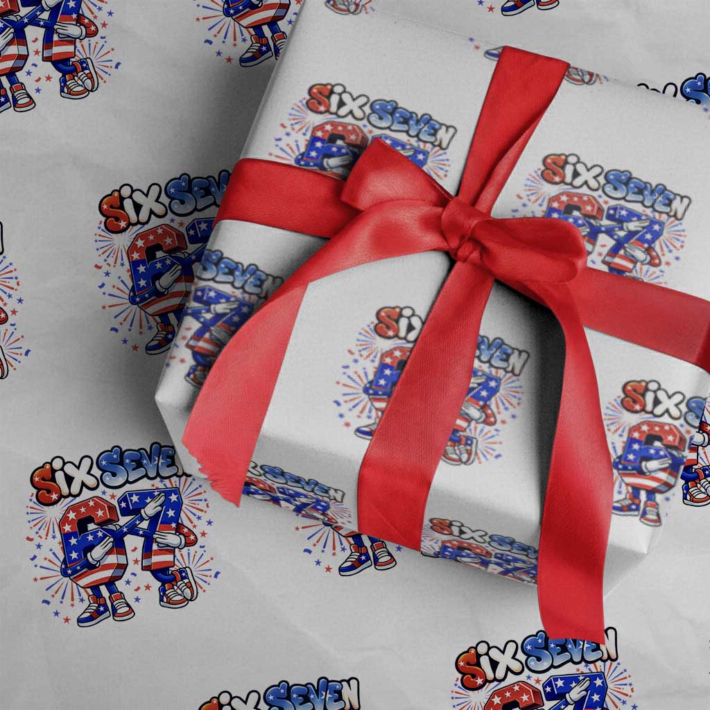 Funny Six Seven Dabbing Wrapping Paper Roll Patriotic American Pride Gift