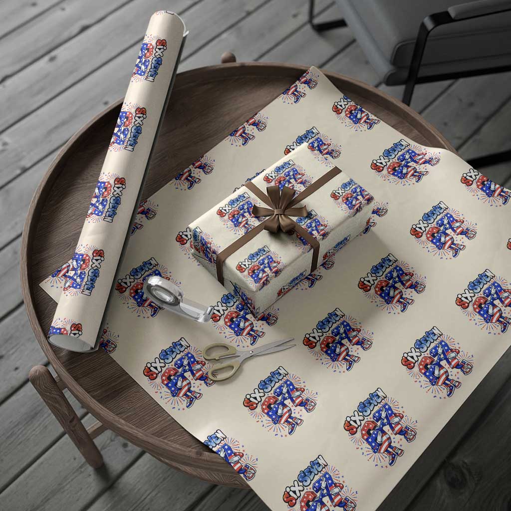 Funny Six Seven Dabbing Wrapping Paper Roll Patriotic American Pride Gift