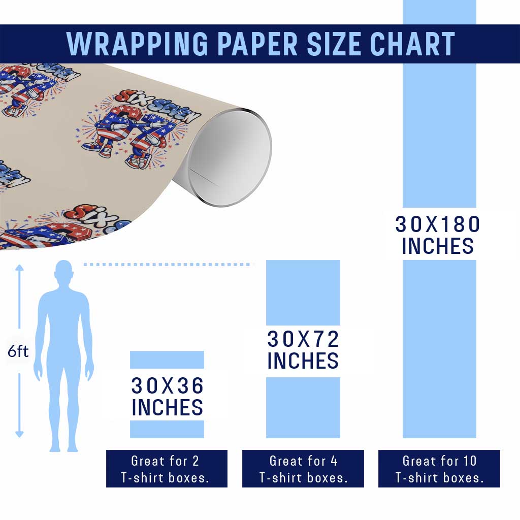 Funny Six Seven Dabbing Wrapping Paper Roll Patriotic American Pride Gift