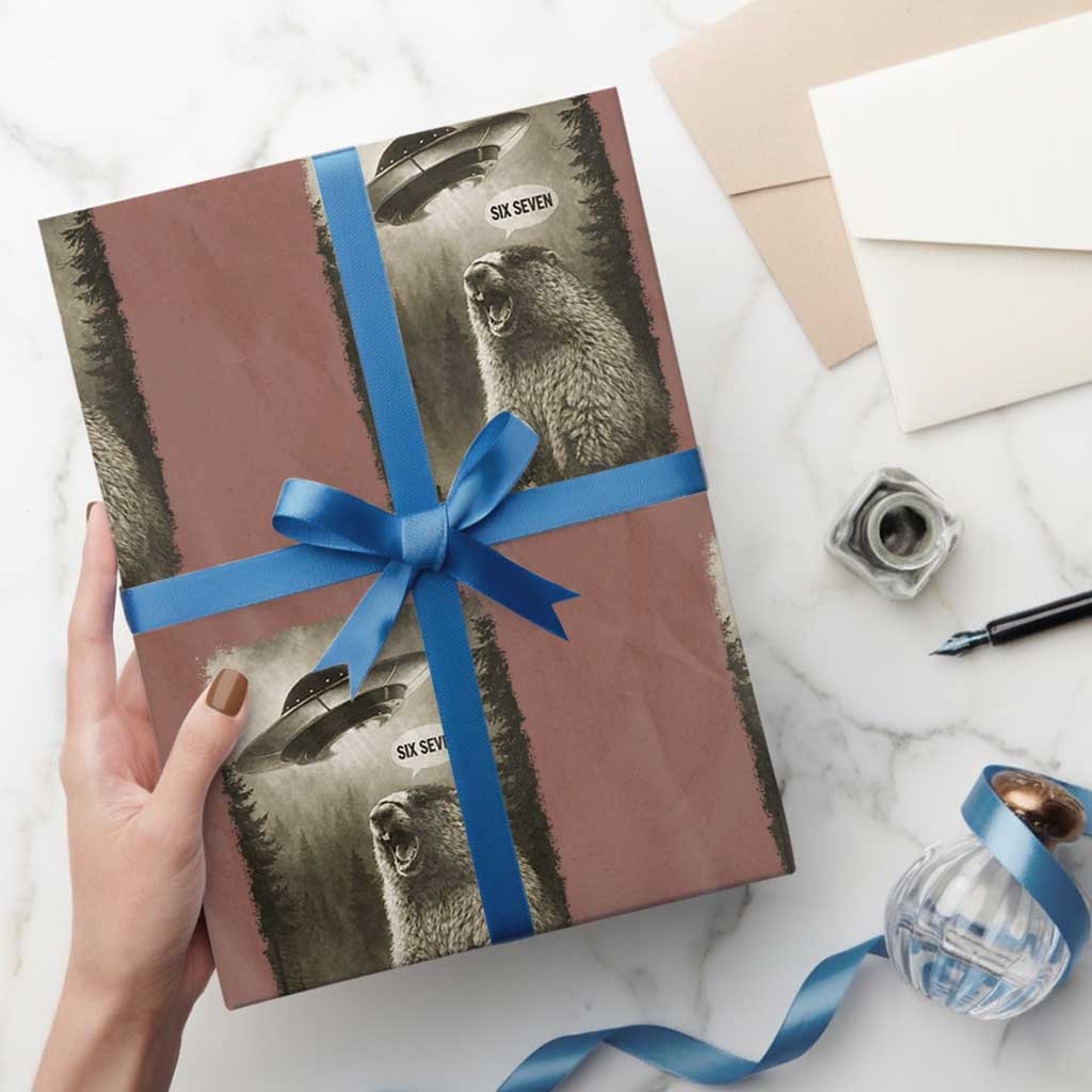 Funny Six Seven Wrapping Paper Roll Screaming Groundhog UFO Meme