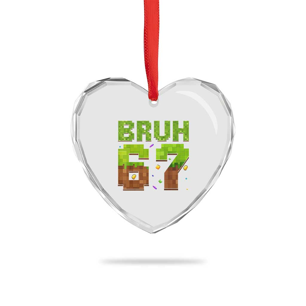 Funny Six Seven Heart Crystal Glass Ornament 67 Meme 6 7 Boy Game Pixel Number - Wonder Print Shop
