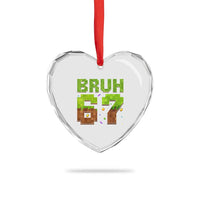 Funny Six Seven Heart Crystal Glass Ornament 67 Meme 6 7 Boy Game Pixel Number - Wonder Print Shop