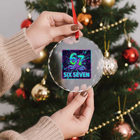 Funny Six Seven Meme Crystal Glass Ornament Cyberpunk Neon Style