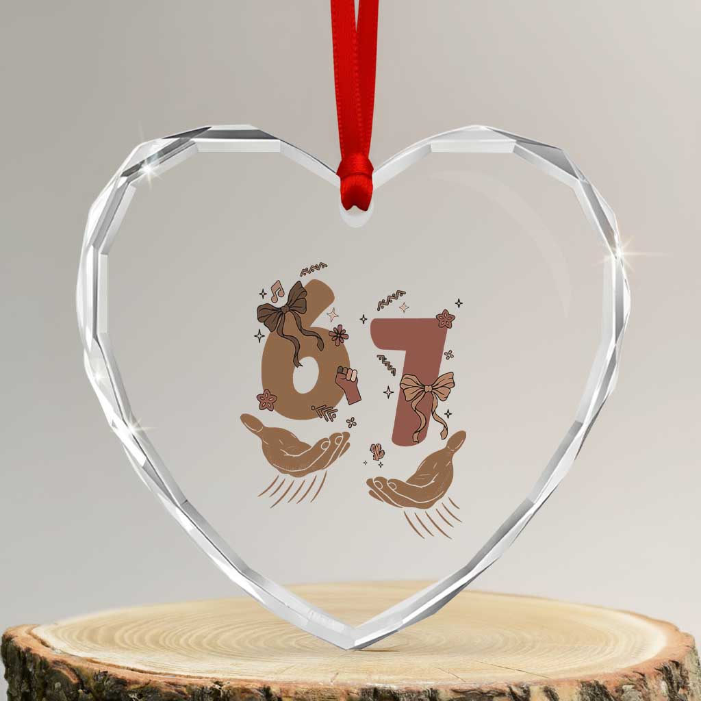 Funny Six Seven Meme Heart Crystal Glass Ornament Black History Women Gift