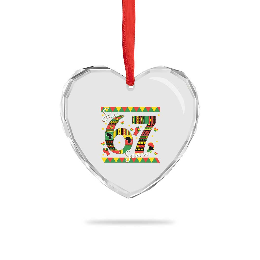 Funny Six Seven Meme Heart Crystal Glass Ornament Pan African Culture Gift