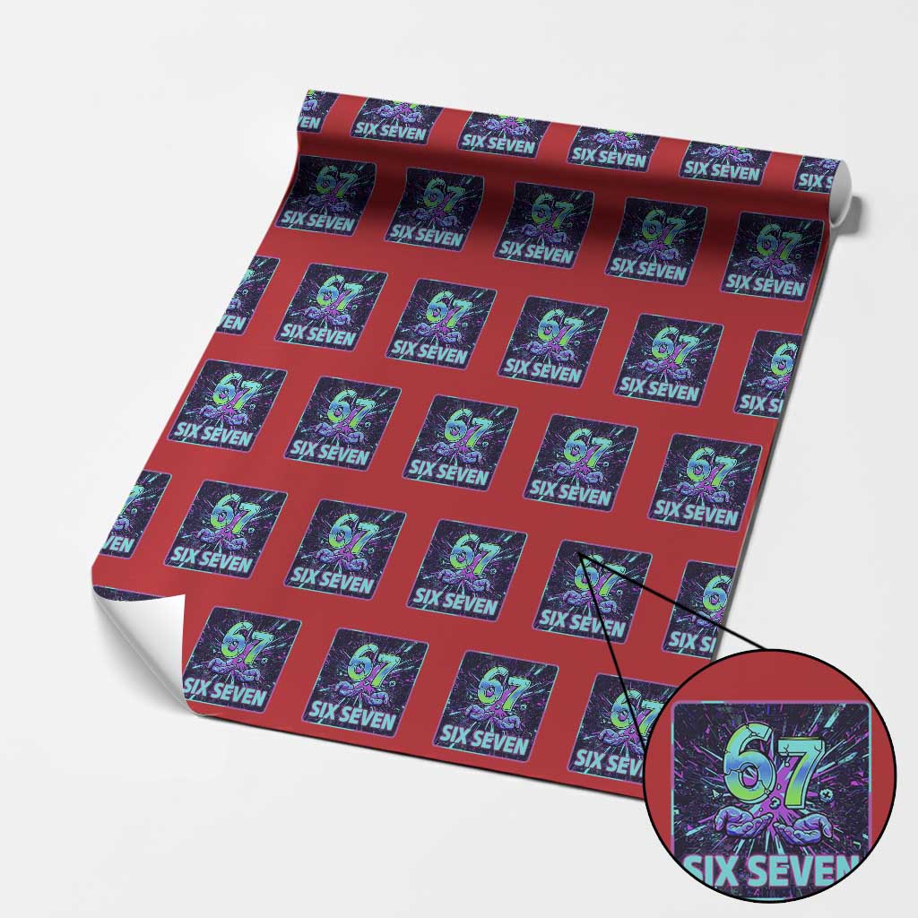 Funny Six Seven Meme Wrapping Paper Roll Cyberpunk Neon Style