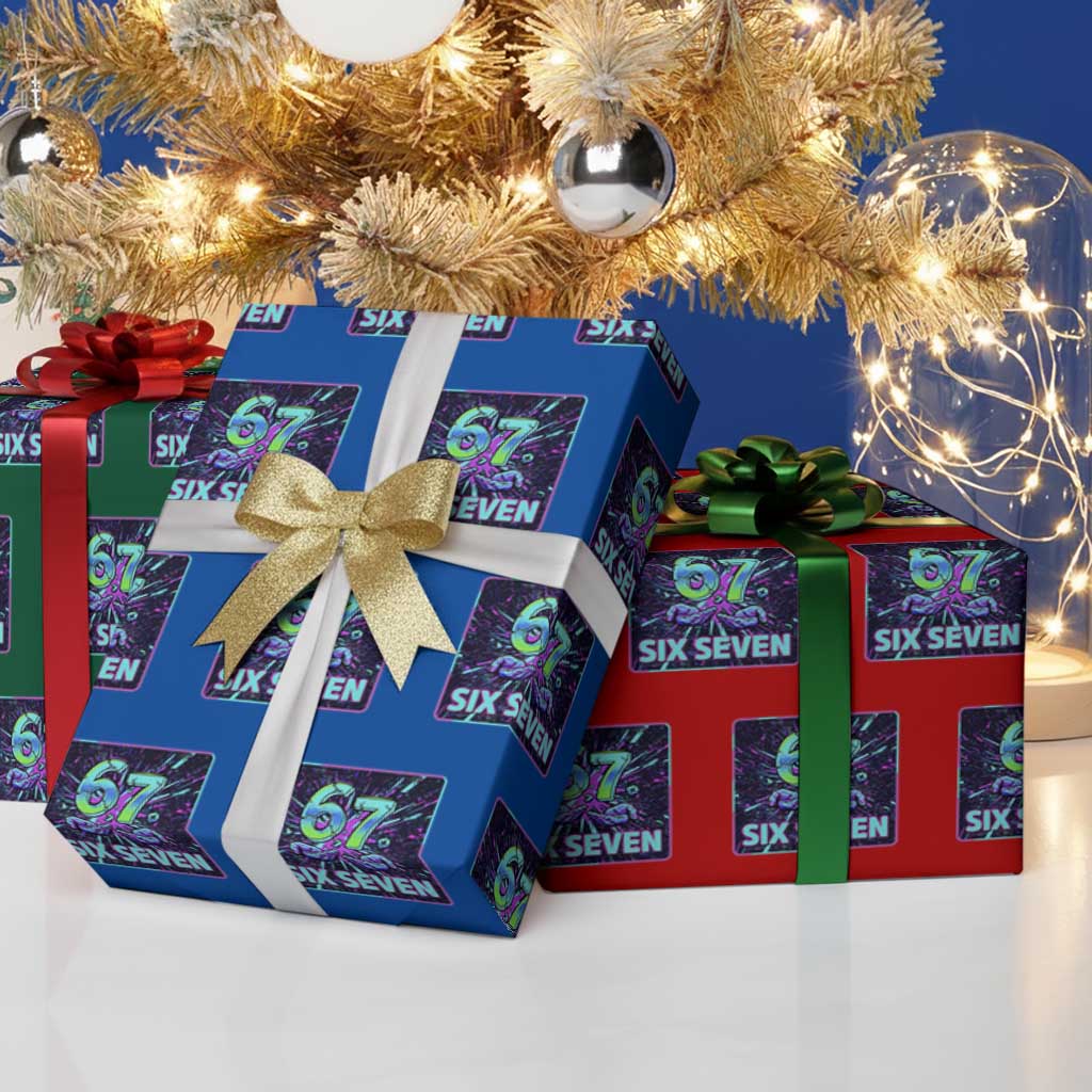Funny Six Seven Meme Wrapping Paper Roll Cyberpunk Neon Style