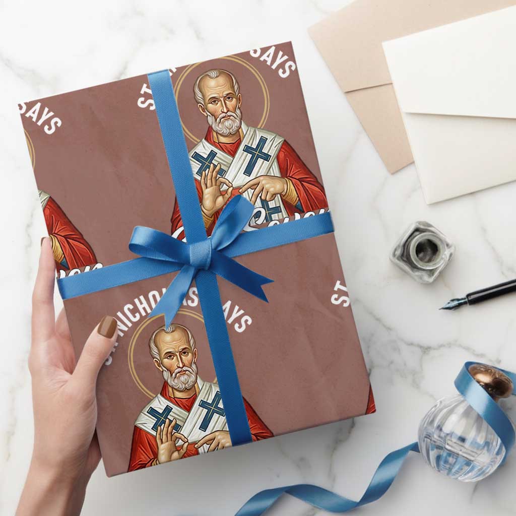 Funny Six Seven Meme Wrapping Paper Roll Saint Nicholas Says 67 Gen Alpha Slang - Wonder Print Shop