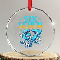 Funny Six Seven Pixel Playing Soccer Crystal Glass Ornament Gen Z Alpha Gift