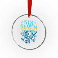 Funny Six Seven Pixel Playing Soccer Crystal Glass Ornament Gen Z Alpha Gift