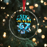 Funny Six Seven Pixel Playing Soccer Crystal Glass Ornament Gen Z Alpha Gift