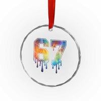 Funny Six Seven Prism Effect Printed Meme Crystal Glass Ornament